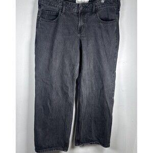 Hollister Low Rise Baggy Distressed Jeans Womens 12 Short Black Y2K